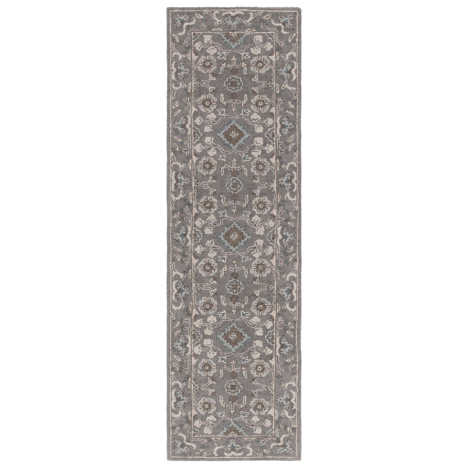 Tansy Gray Handmade Wool Oriental Rug, Runner 2'3" x 6'