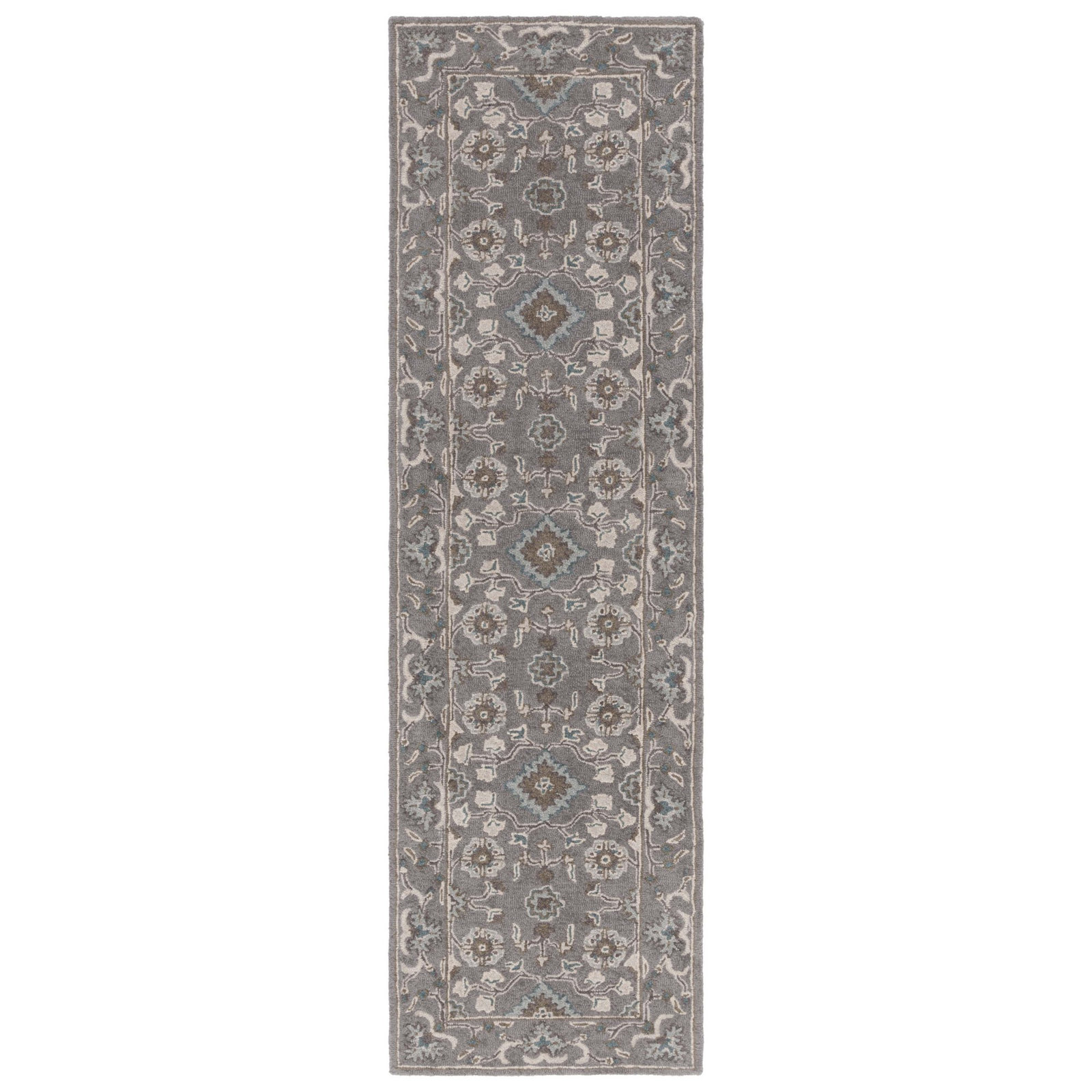 Tansy Gray Handmade Wool Oriental Rug, Runner 2'3" x 10'
