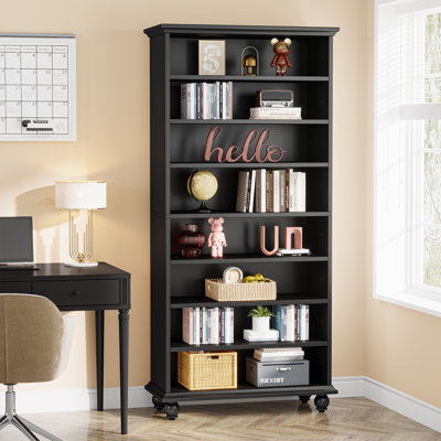 Orthman 68.9" H x 28.35" W Open Bookcase Bookshelf with Adjustable Shelf and Multicolor LED Lights