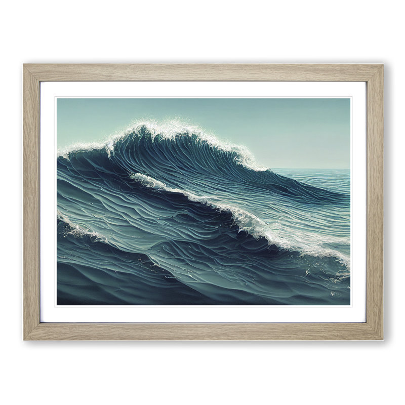 Sublime Ocean Wave - Single Picture Frame Print, 46cm H x 64cm W x 2cm D, Oak Framed