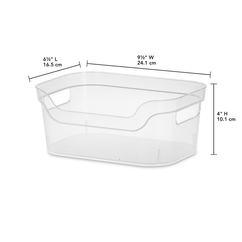 Bac de rangement 9,5 po x 6,5 po x 4 po avec poignées transparentes Sterilite (paquet de 64)