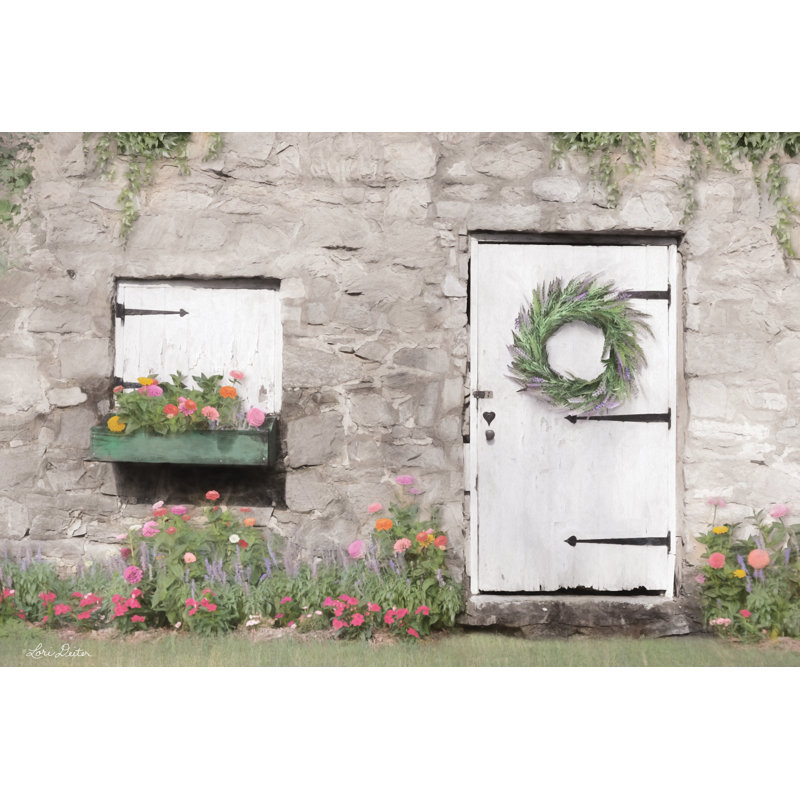 Vieille maison en pierre - Peinture, Non, H 8 po x l 12 po, Toile encadrée noire