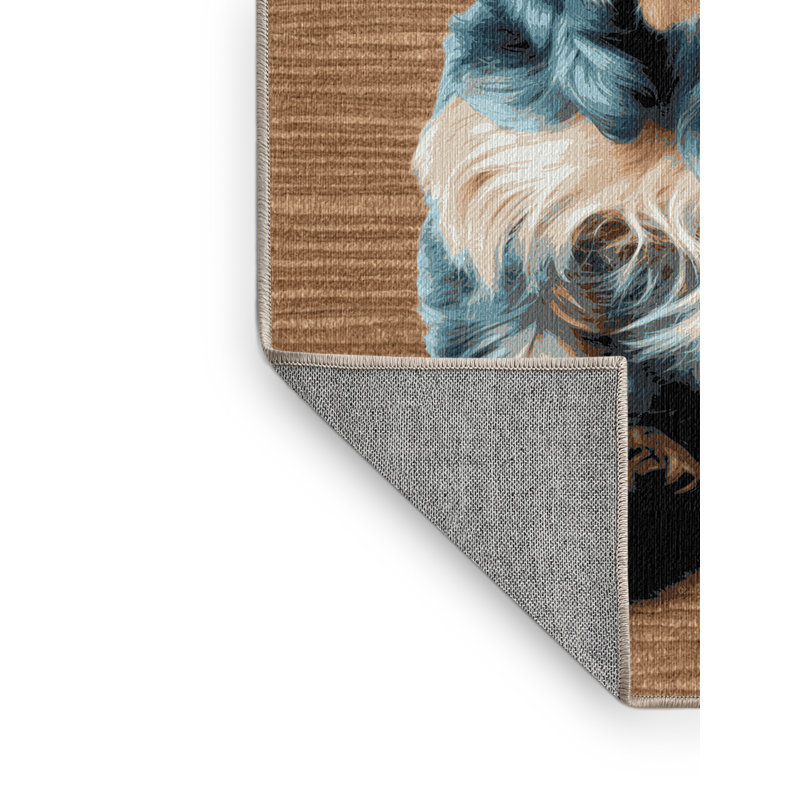 Washable Kerry Blue Terrier Dogs Area Rug, Rectangle 5' x 7'