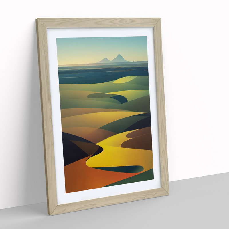 Abstract Mountain Landscapes No.6 - Wall Art, 36cm H x 27cm W, Oak Framed, White