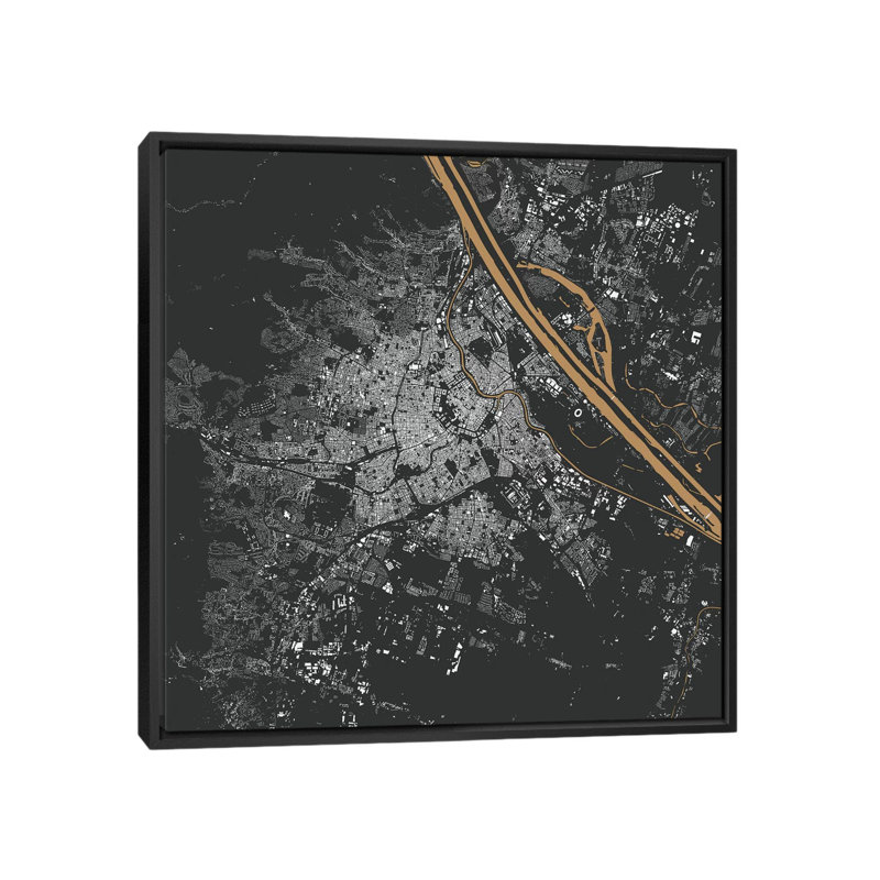 «Vienna», impression sur toile tendue, H 18 po x l 18 po x P 1,5 po, Toile avec cadre noir, Pas de tapis