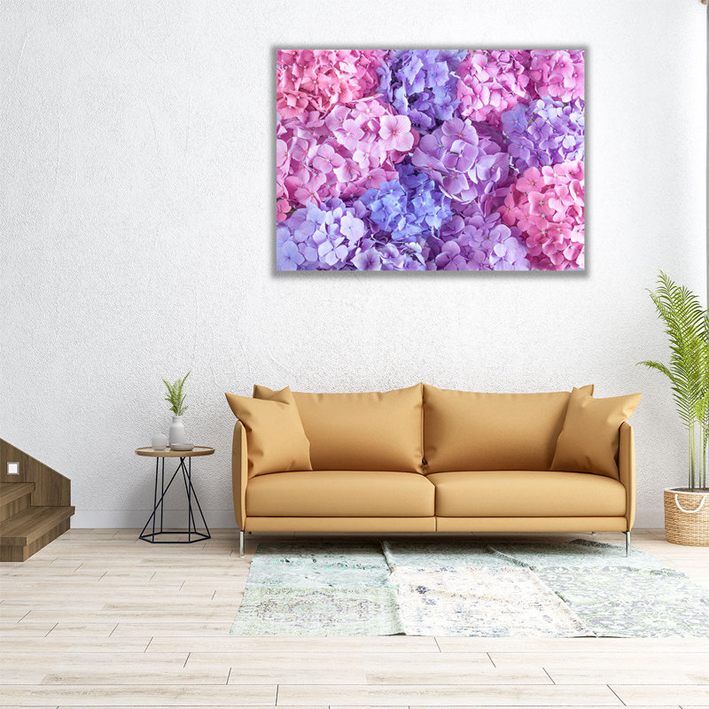 Hortensias roses - reproduction d'art sur toile, H 18 po x l 24 po