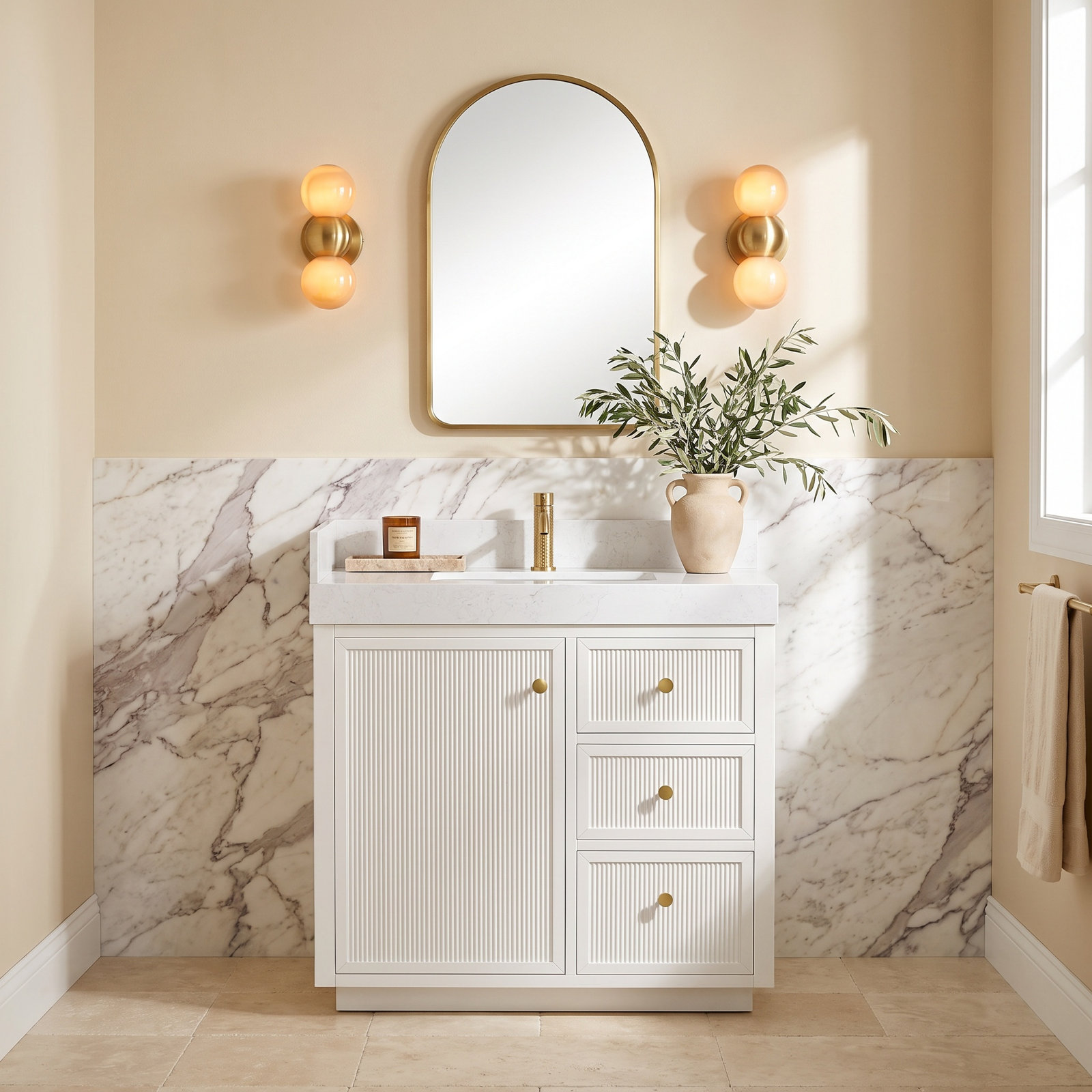 Thea 36" Single Bathroom Vanity, White