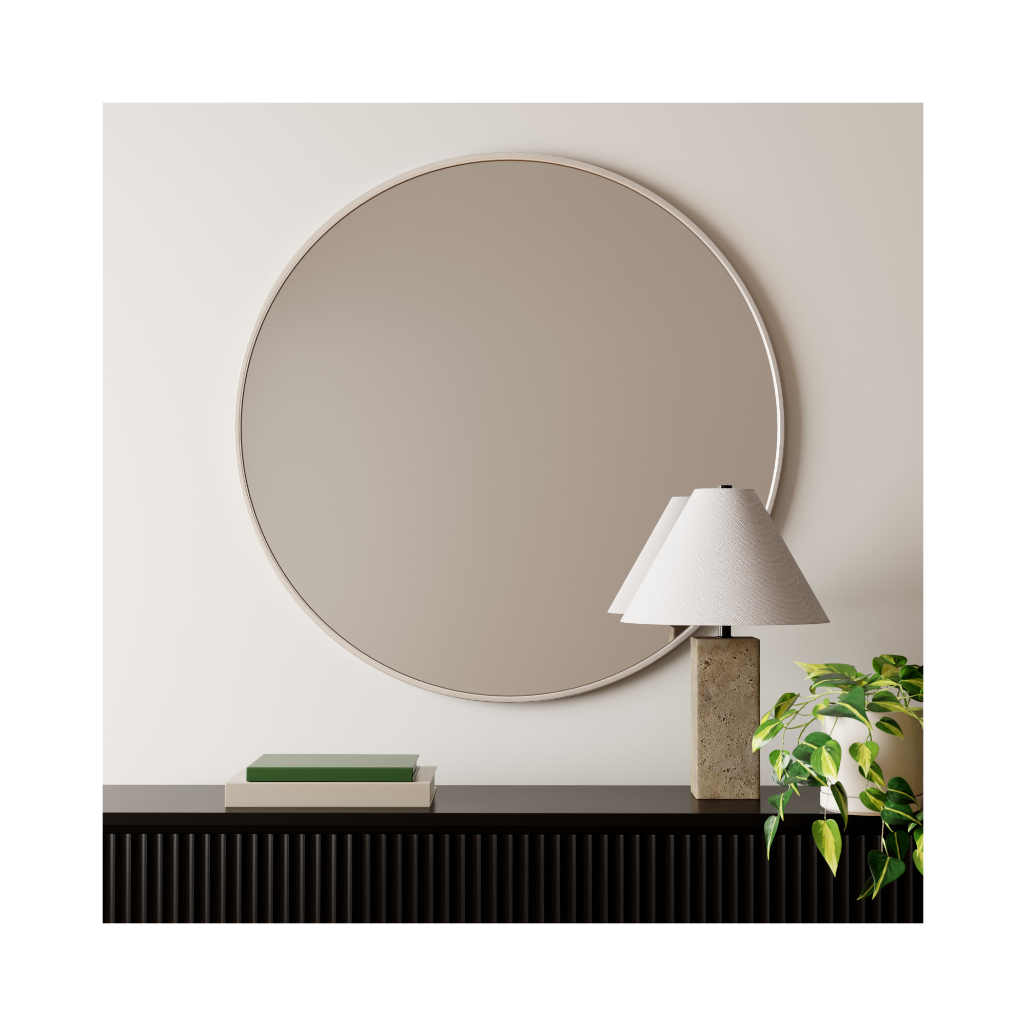 Sabine Metal Round Wall Mirror, 36" x 36", Silver