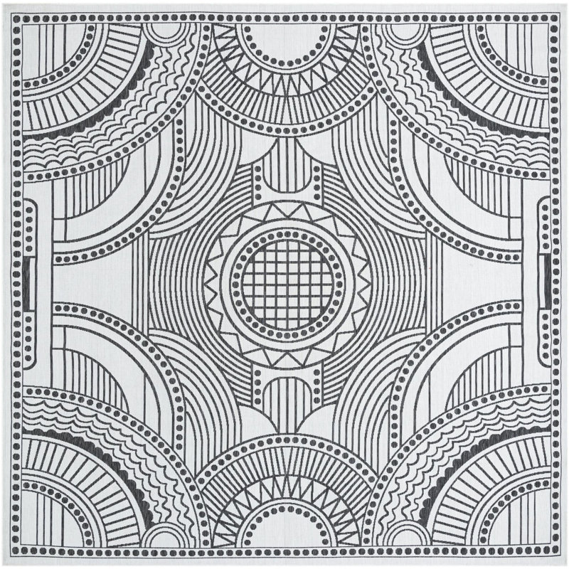 Tapis blanc et noir Aucun, Carré 12 pi