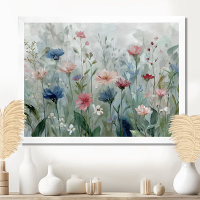 Green Blue Wildflower Meadows - Wildflowers Wall Art, Blue Floral Canvas Print