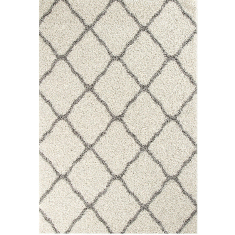 Myshaggy Collection Rugs Moroccan Design in Ivory, Rectangle 180 x 270cm