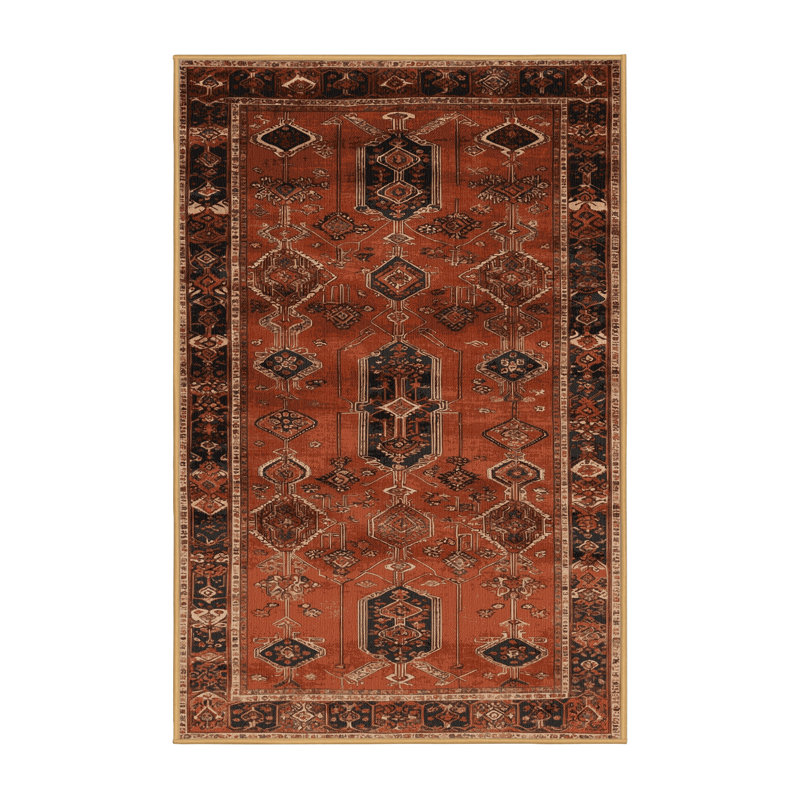 Machine Washable Persian Brown Area Rug, Runner 2' x 5'