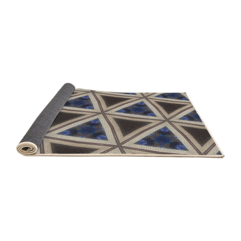 Tapis décoratif géométrique brun, Rond 7 pi