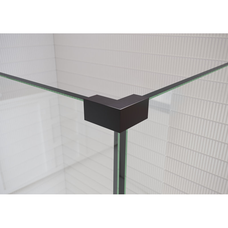 Illume 51 in. x 35 in. x 78 in. 90-degree Fully Frameless Wall Hinged Glass Shower Enclosure, Oil Rubbed Bronze