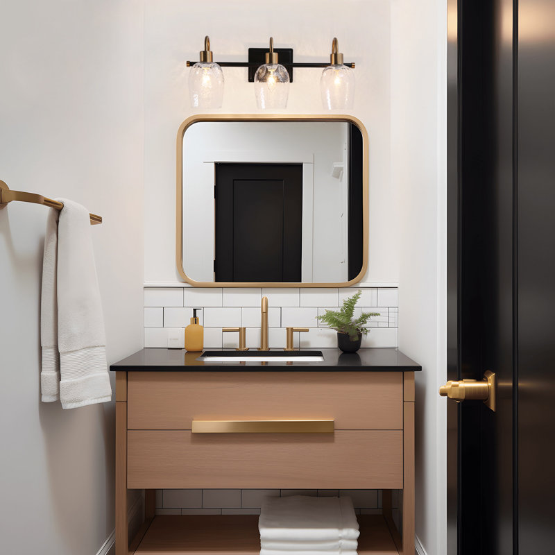 Aedan 3-Light Dimmable Vanity light with Hammered Glass Shades