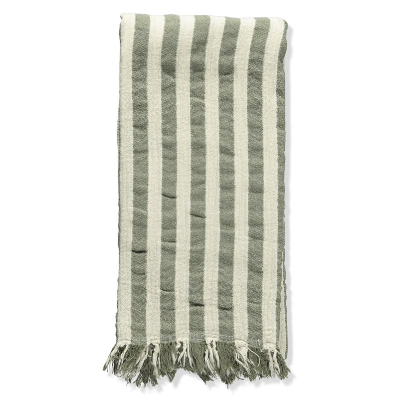 Serviette verte en coton à rayures vertes Amalfi, Vert