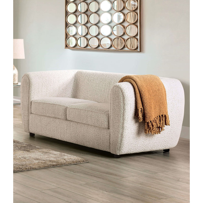 Causeuse l 67,4 po contemporaine, blanc cassé, Blanc cassé