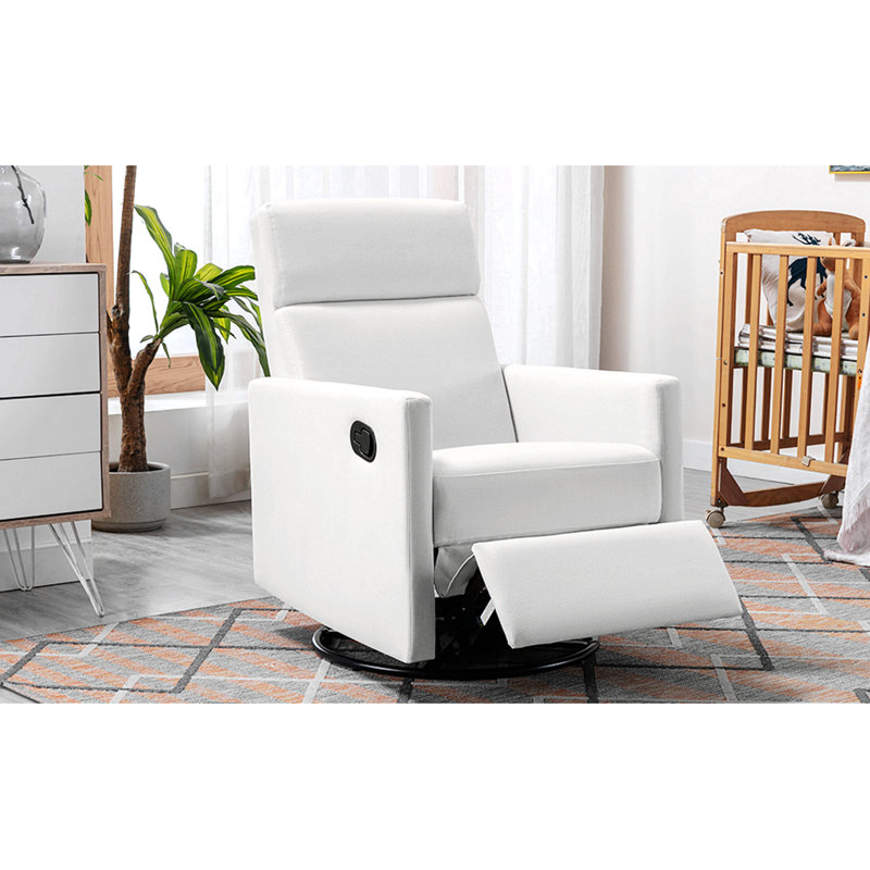 Glider Swivel Recliner Chair, Beige Linen