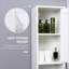 Cabinets, grande tour de rangement de salle de bain autoportante avec miroir & amp; Tablettes réglables, blanc neige | Panneau de particules | Contemporain