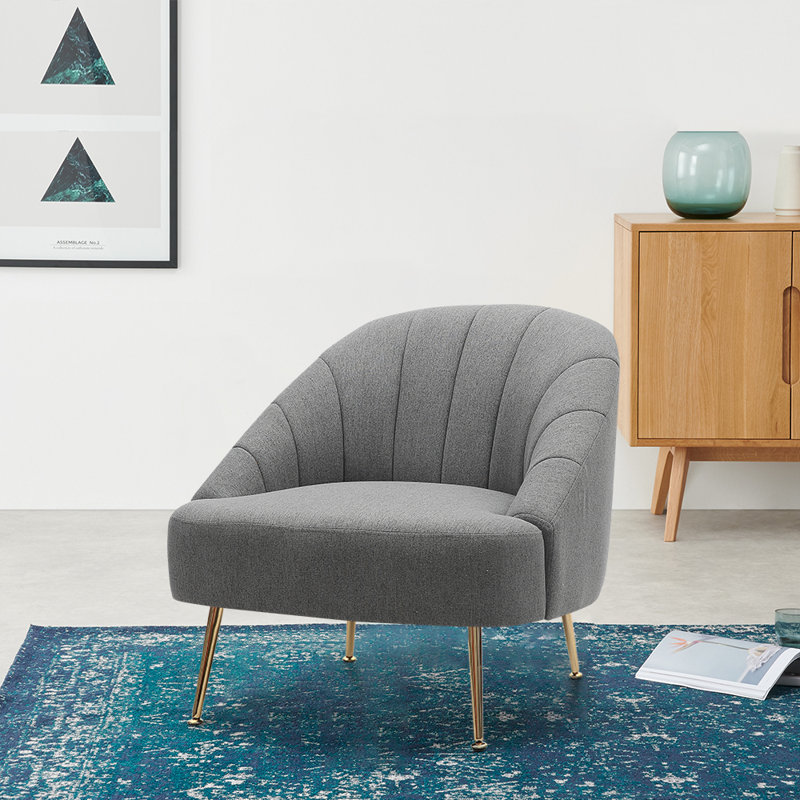 Hrayr Velvet Barrel Chair, Grey