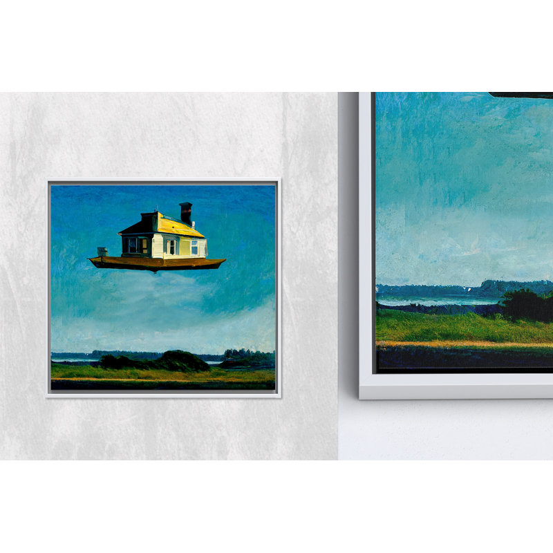 «Floating House», reproduction d'art sur toile encadrée de style Edward Hopper, H: 35,5 po x l: 35,5 po