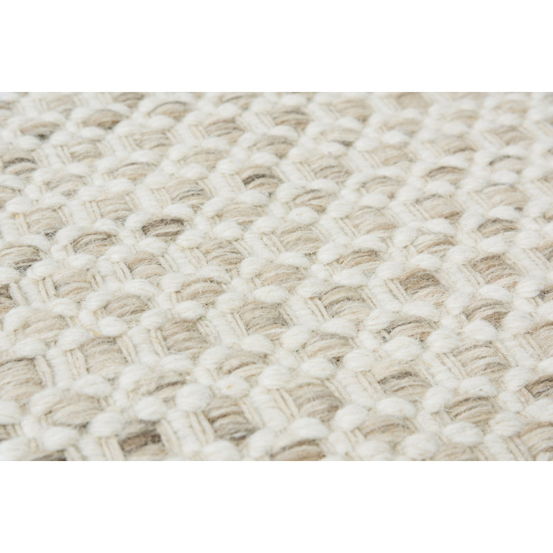 Tapis beige en laine touffeté à la main à motif géométrique Pangburn, Rectangle de 7 pi 6 po x 9 pi 6 po