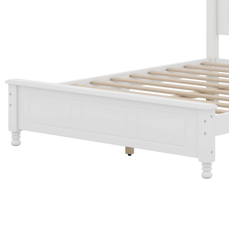 Ensemble de chambre à coucher 3 pièces - Lit plateforme double en bois et 2 tables de chevet