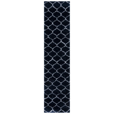 Geometric Power Loom Navy/White Area Rug