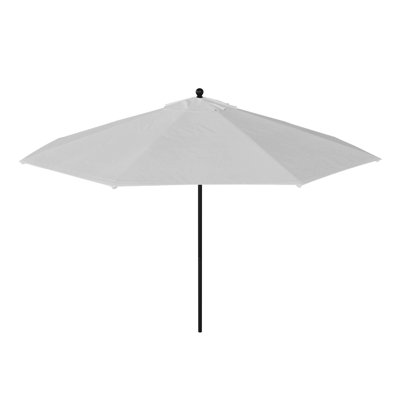 11 Foot Black Commercial Patio Umbrella With Fiberglass Ribs Pulley Lift In Natural Sunbrella