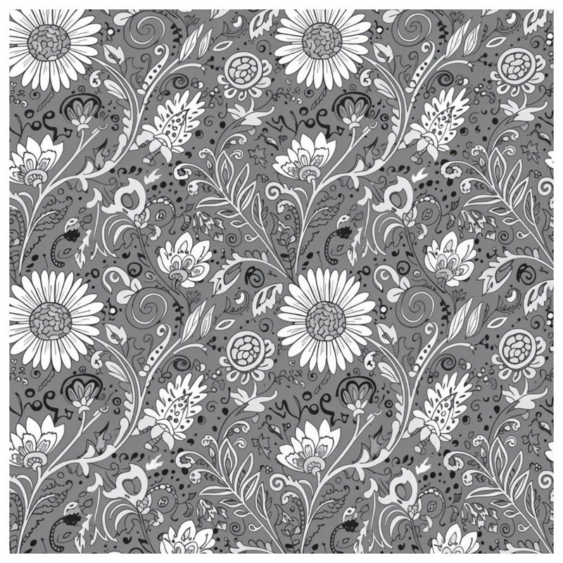 Rideaux de douche à motif floral noir et blanc très longs, L 70 po x H 84 po