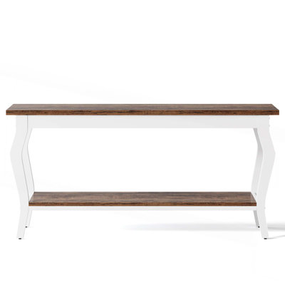 70.9" Vintage French Console Table - Extra Long Sofa Table Behind Couch W/ 2 Shelves