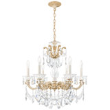 La Scala 6 Light 23in x 25in Chandelier in Parchment Gold with Clear Radiance Crystals