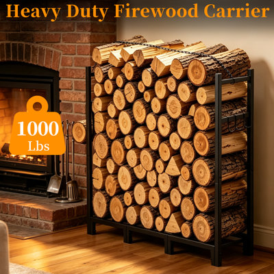 4 ft Heavy Duty Firewood Rack with Gloves