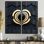 «Black and Gold Radiant Shine Heart I» - art mural noir