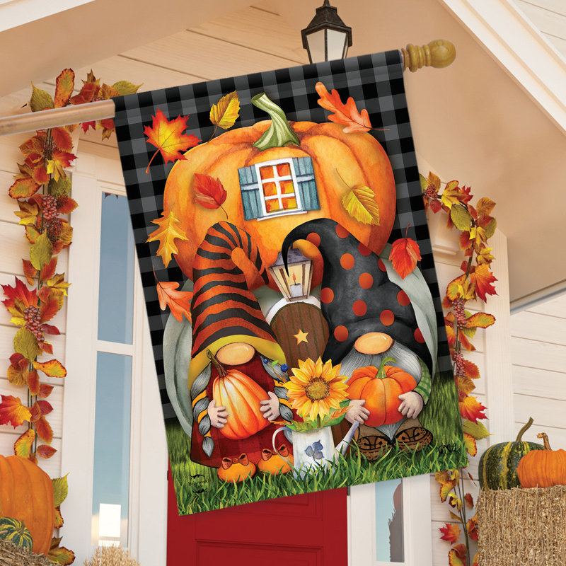 Fall Gnome Home House Flag