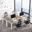 Bureau d'ordinateur extra long 78,7 po pour 2 personnes, pieds en acier robuste chêne et blanc, poste de travail collaboratif moderne