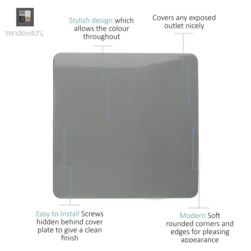 Trendi Switch Single Blanking Plate, Charcoal