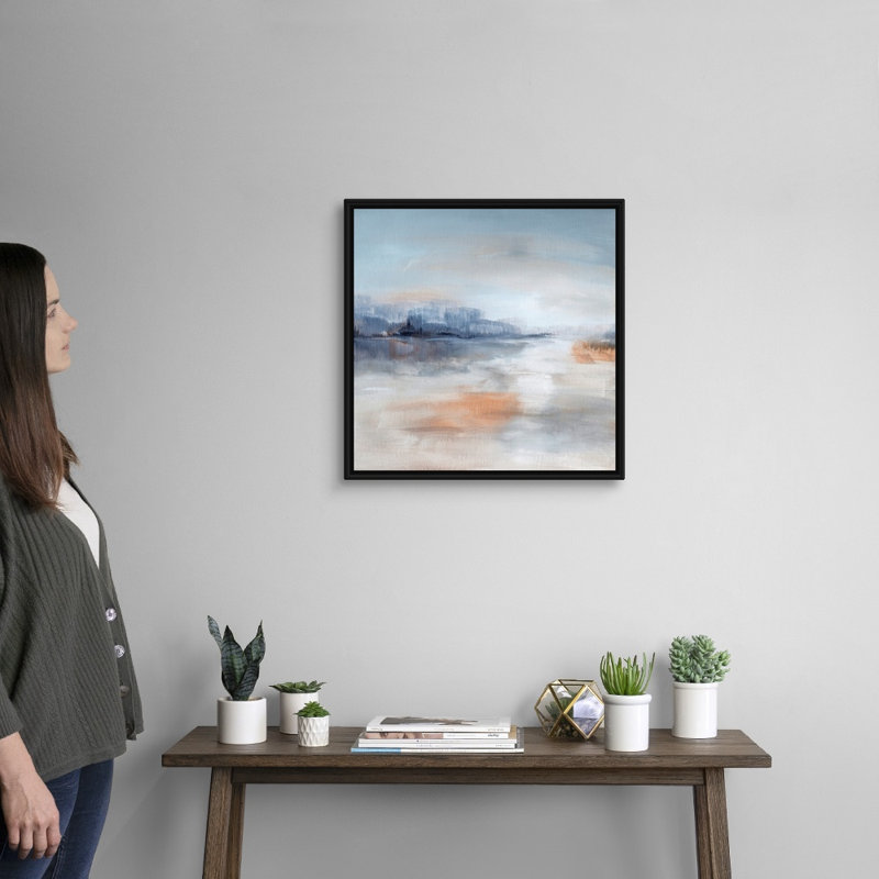 Aqua Terra - reproduction d'art sur toile, Cadre flottant noir, H 21,7 po x l 21,7 po x P 1,75 po