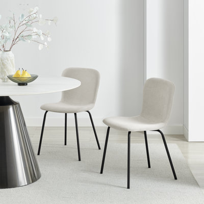 Aston Wing Backed Linen Dining Chairs With Tapered Metal Legs (Set Of 2) - Contemporary Design