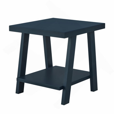 Contemporary Wood Shelf End Table, Navy