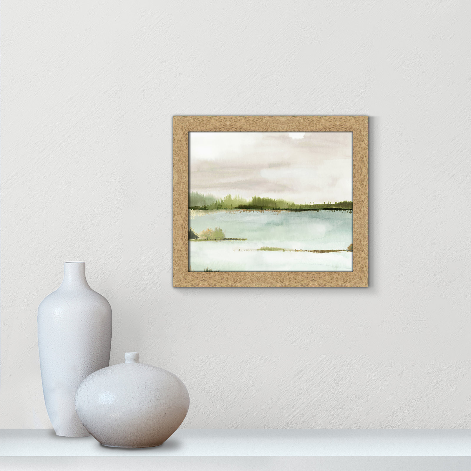 Adamsville "Silent Lake" Painting, 14" H x 16" W x 1.12" D, Natural Framed