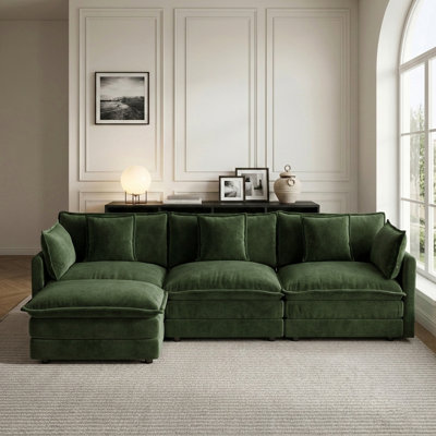Oversize Modular L-Shaped Sectional Sofa with Ottoman