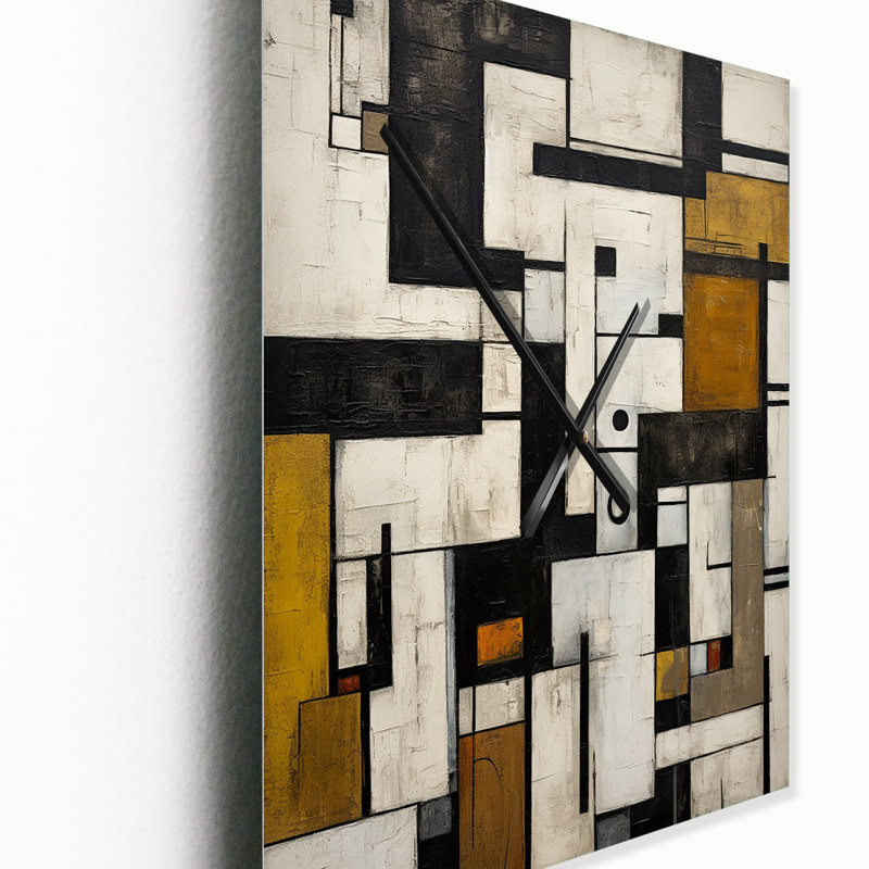 Garden Of Urban Groove Abstract Geometrics VI - Horloge murale moderne abstraite, Très grand
