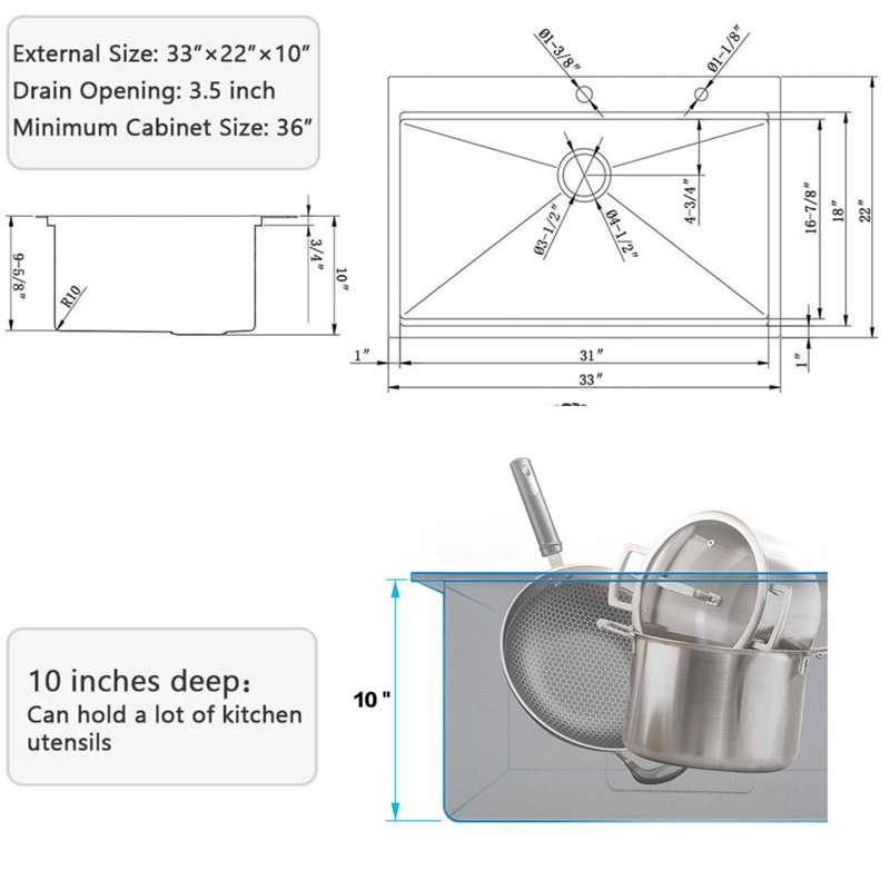 Workstation Sink Stainless Steel Modern Kitchen Versatile Use