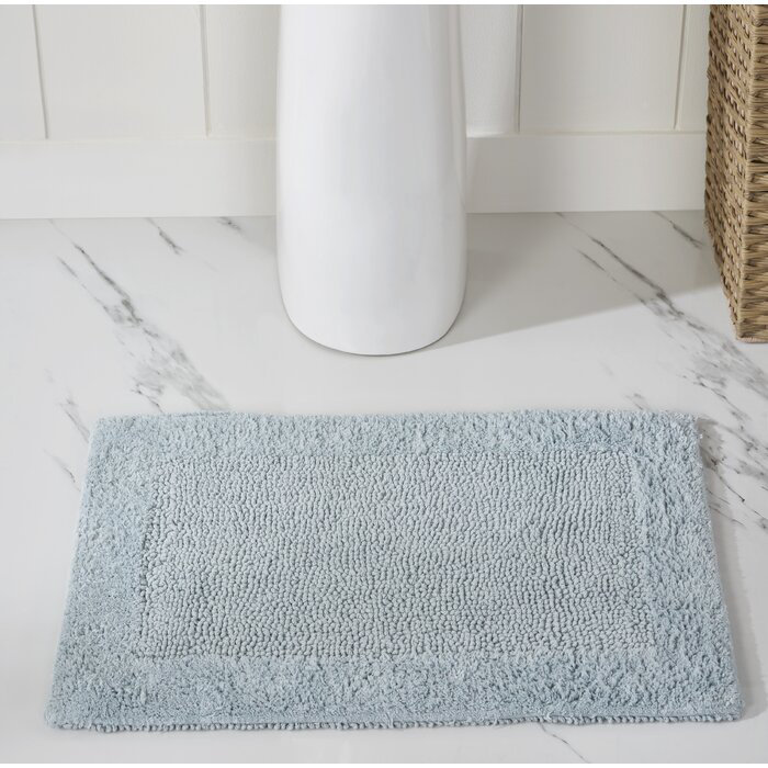 Jasmyne Premium 100% Cotton Tufted Reversible Bath Rug, Extra Soft & Super Absorbent, Machine Washable Bathroom Rug for Shower, Tub, 20" x 60" Runner, White