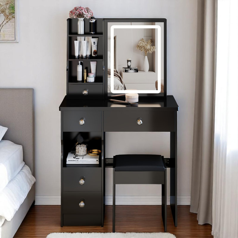 Petit meuble-lavabo pour maquillage, Noir