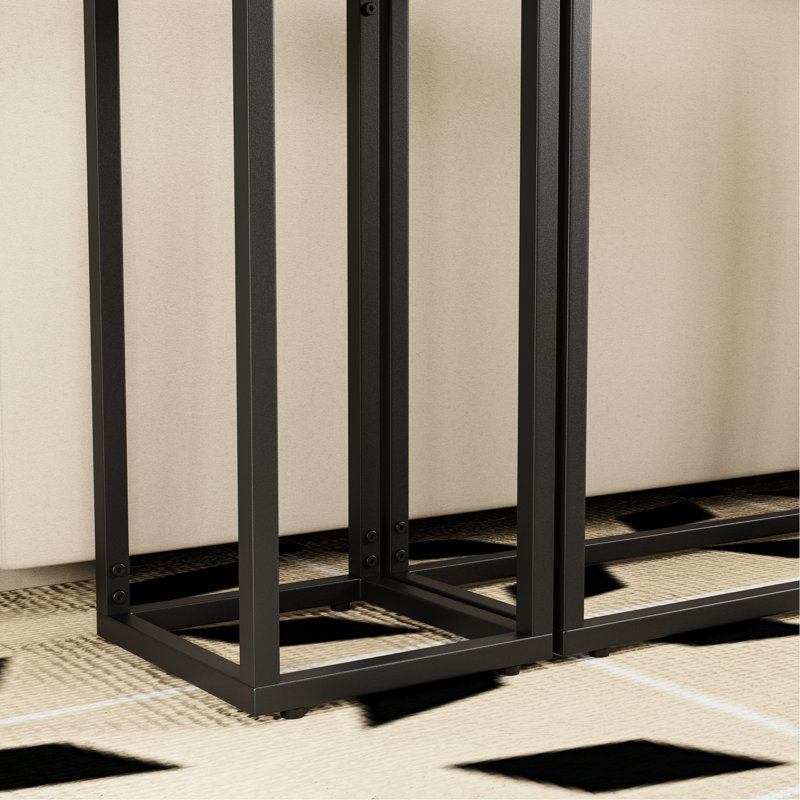 Console Narrow 3, bord haut enveloppé pour l'entrée, couloir industriel, petits espaces idéaux, avec esthétique rétro imitée, structure stable, multi-usages, pieds réglables, table à assemblage rapide