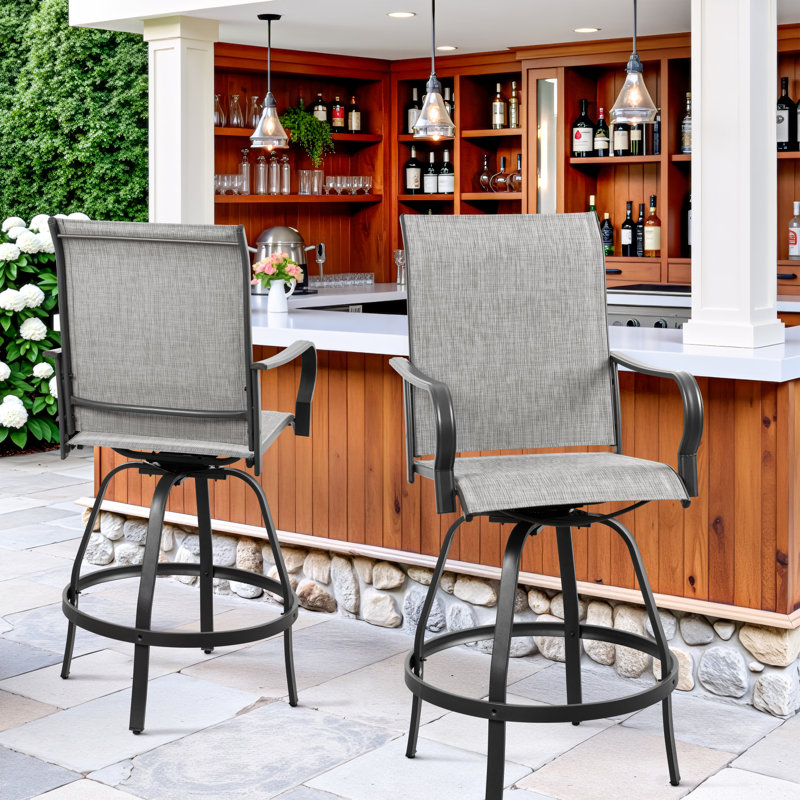 Chaises de bar pivotantes pour patio, Gris clair