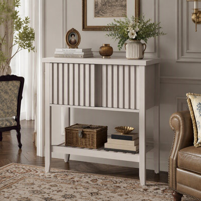 Entryway Console Table with Sliding Drawer Doors and Storage Shelf for Hallway, Living Room, or Office