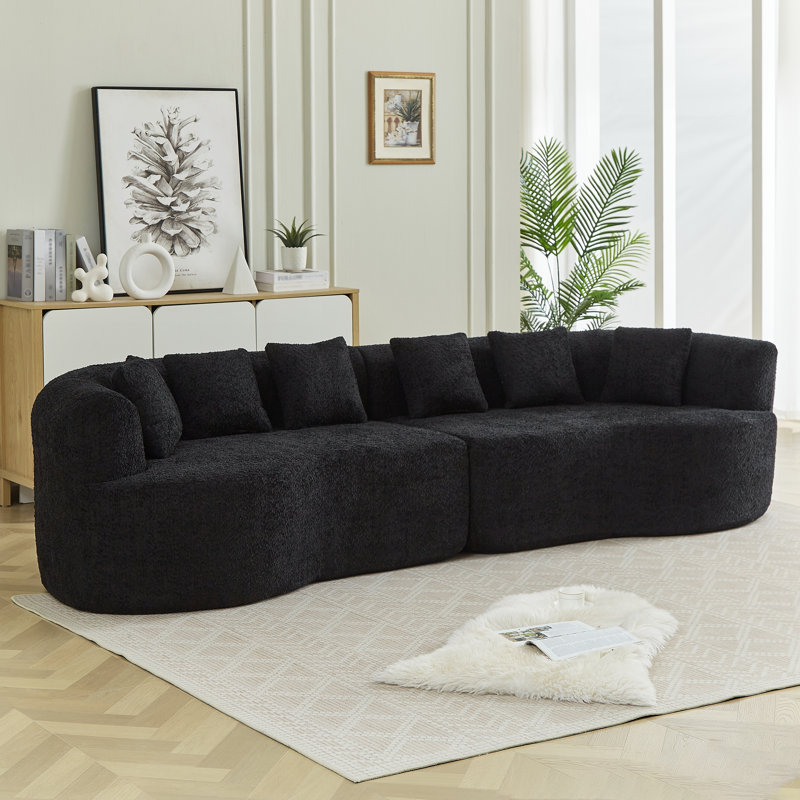 Canapé modulaire incurvé Curved, Chenille - noir